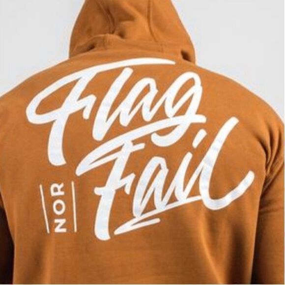 Flag Nor Fail NWT Pullover Fleece 'Base Hoodie' in 'Copper' Brown Size Small - Picture 4 of 13